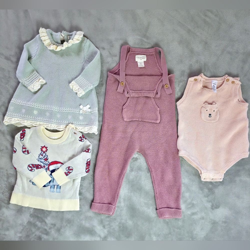 Baby Clothes Bundle Knit Set Carter’s Little Planet 6-12M Pink Romper Sweater Ou